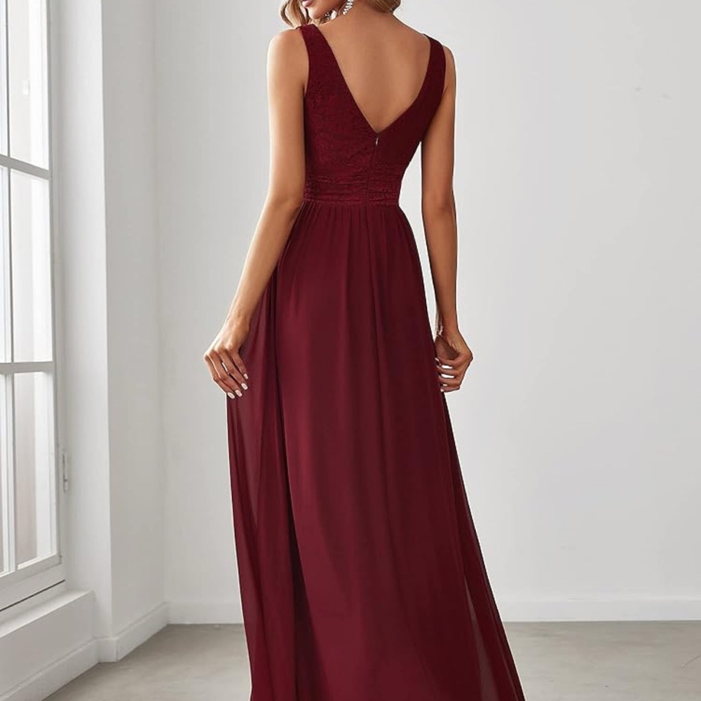 Azazie Burgundy Backless Dress